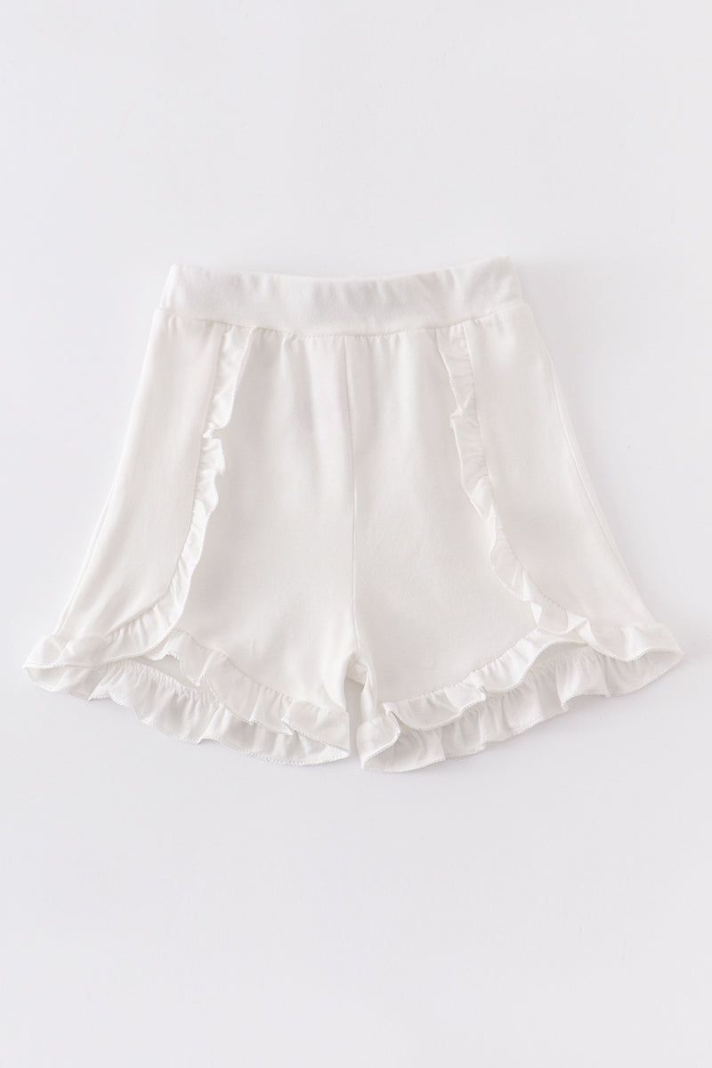 White ruffle girl shorts