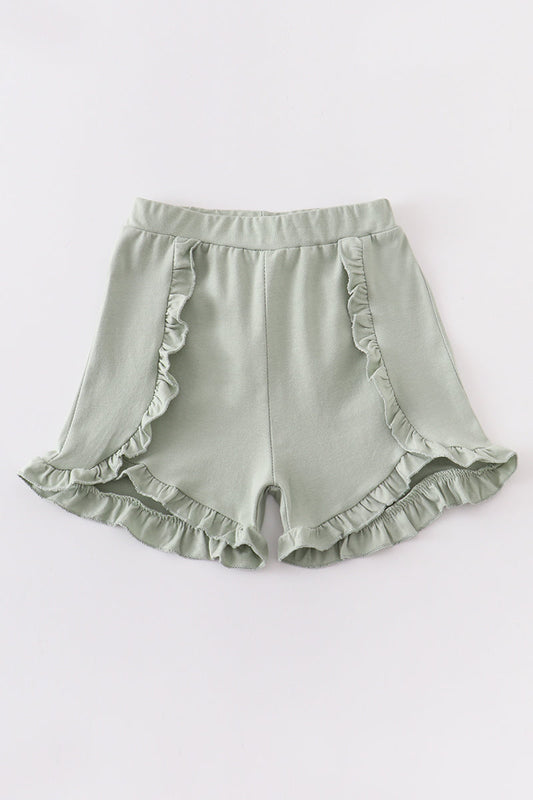 Green ruffle girl shorts