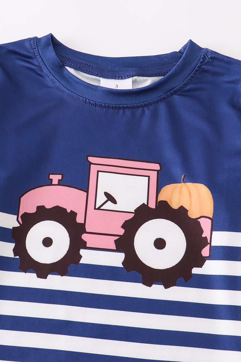 Stripe tractor applique shirt