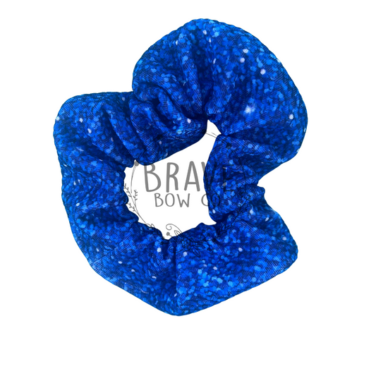 Blue Faux Glitter Scrunchie