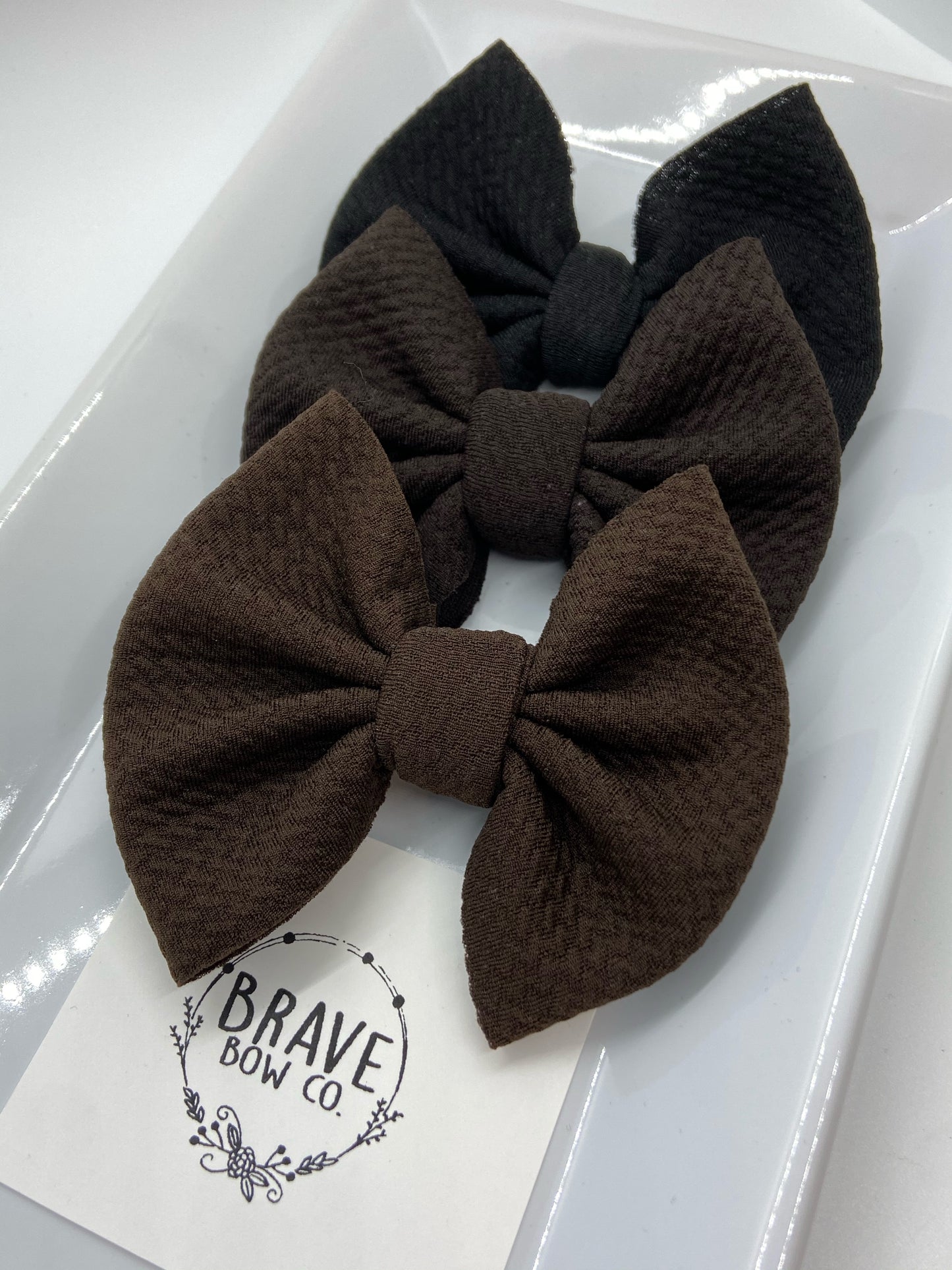 Dark Neutral 3 Pack  - Solid Colors Hair Bow or Headband