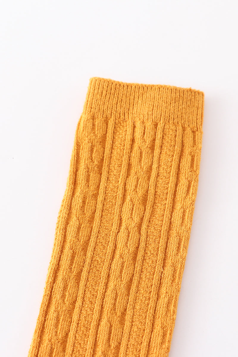 Mustard knit knee high sock