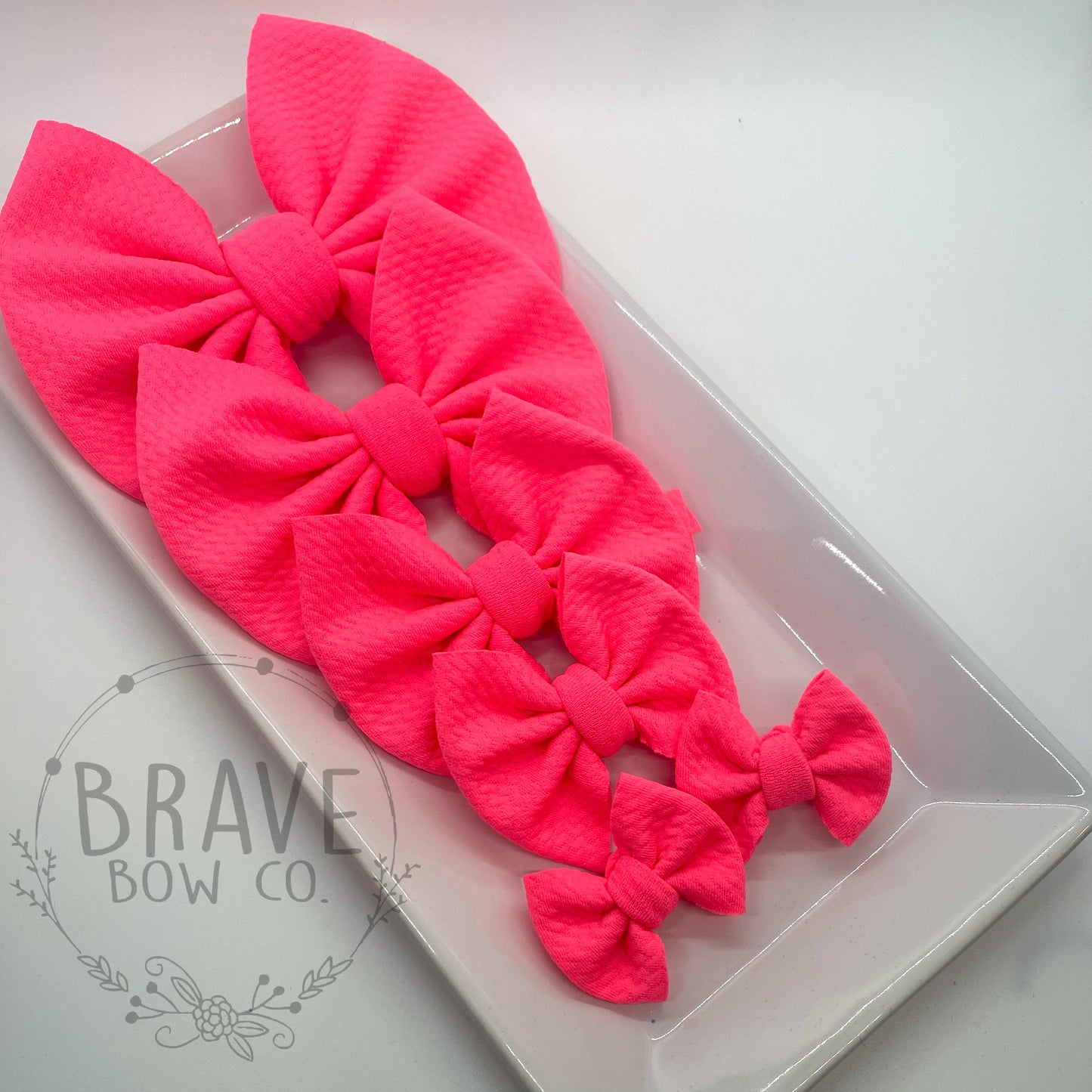 Neon Pink Hair Bow - Clip or Nylon