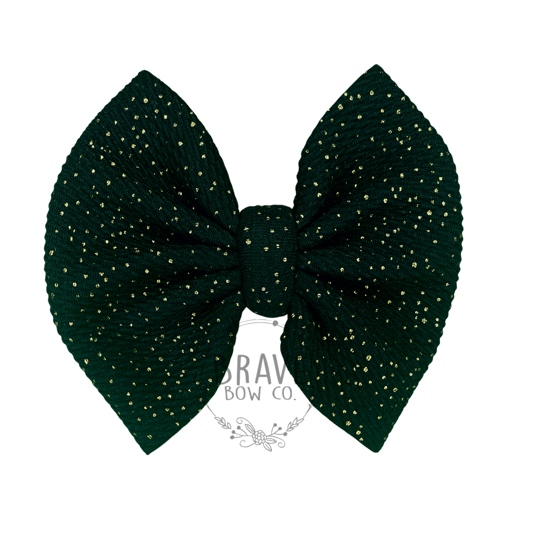 Shimmer Black Sold with gold shimmer Hair Bow - Clip or Nylon